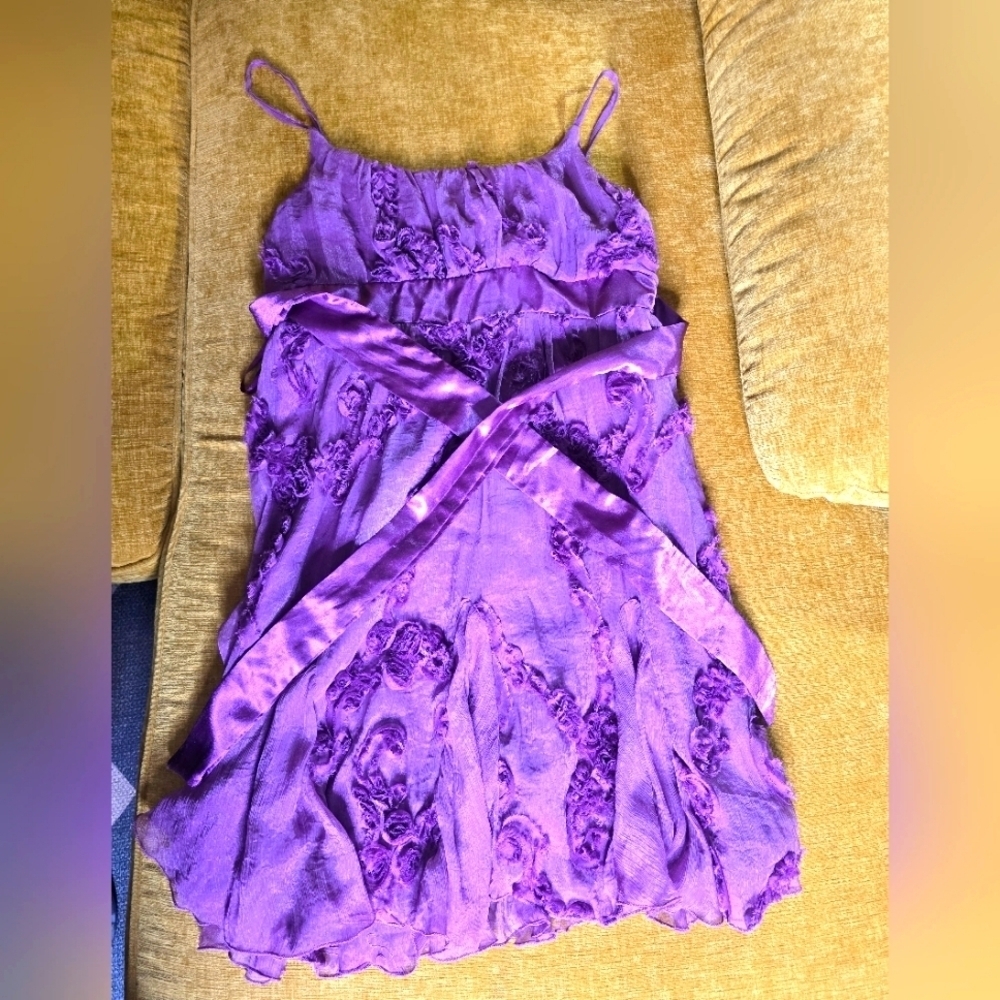Vanity Y2K Textured Purple Dress with Spaghetti Straps